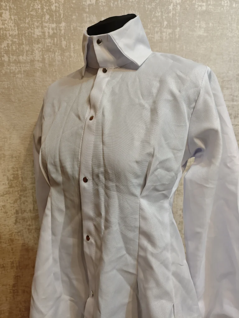 🤍 Женская белая рубашка с высокой стойкой