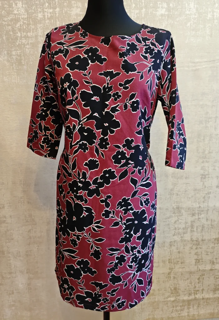 🍷 Платье с цветочным принтом (бордо + чёрный)