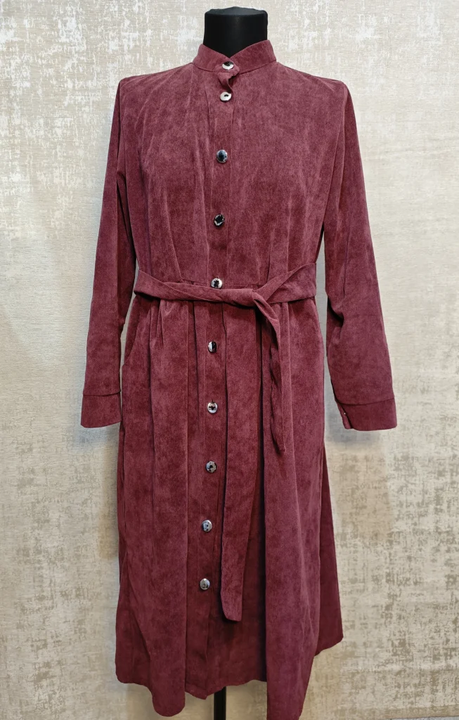 🍷 Платье-рубашка из мягкого вельвета с поясом