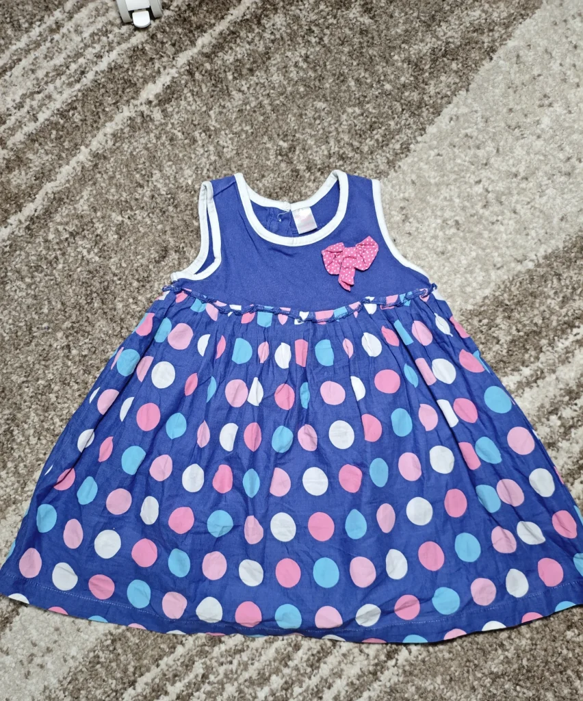 Синее платье для девочки в горошек